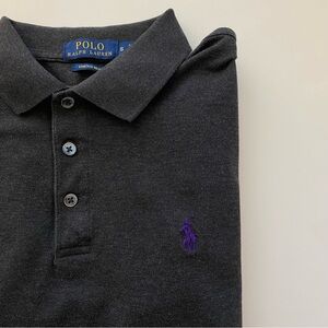 POLO RALPH LAUREN Stretch Mesh Polo in Dark Grey - S